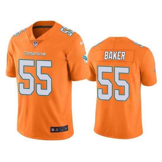 Men Miami Dolphins #55 Jerome Baker Nike Orange Color Rush Limited NFL Jersey